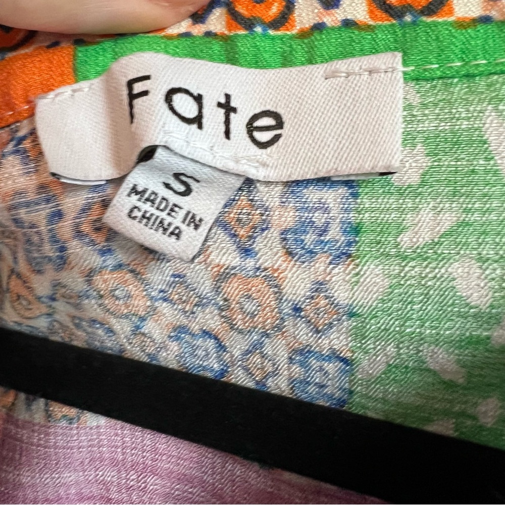 FATE Mixed Media Half-Placket Patchwork Blouse, S - image 12